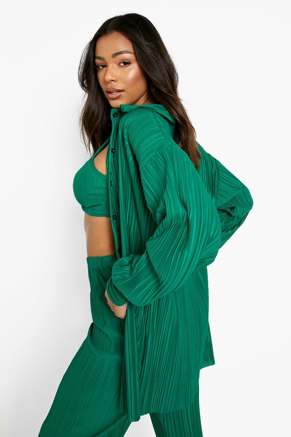 Set camicia oversize plissettata bralette con dettagli attorcigliati